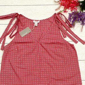 NWT Kenar Gingham Pink/White Blouse